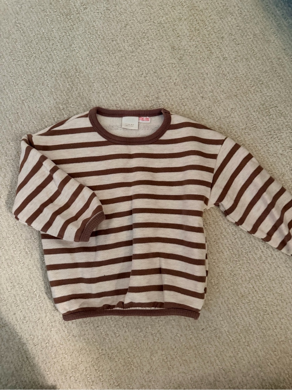 Zara Kids Brown & Cream Striped Sweater Top